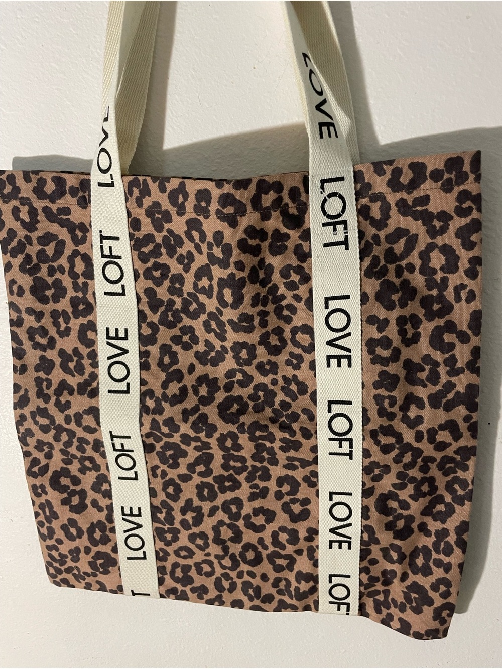 LOFT Leopard Print Canvas Tote Bag